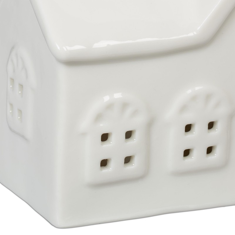 Relaxdays Ceramic Tea Light House, Light House for 1 Tea