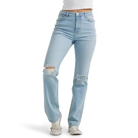 Wrangler Women's High Rise True Straight Fit Jean, Misty Blue