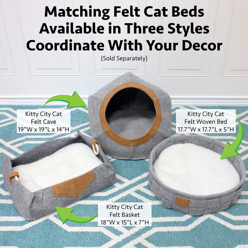 Kitty City Felt Round Bed, Warm and Cozy cat Bed,