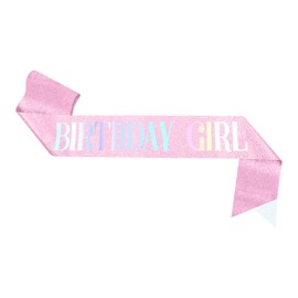 Birthday Girl Sash,Pink Ideas Birthday Sash Decorations for Girls Women,16th 18th 21st 22th 25th 30th 40th 50th 60th Birthday Gifts for Women or Any Other Party Favors Accessories Supplies