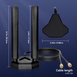 Nelawya Tri Band WiFi 6E Antenna 8dBi 2.4GHz 5.8GHz 6Ghz Magnetic Base RP-SMA Adapter Bluetooth Antenna Compatible with PC Desktop Computer PCI-E Card WLAN Wireless WiFi 6E Router