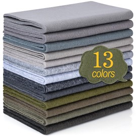 XSEINO 13 Rolls 8"x35" 1.4mm Thick Soft Felt Fabric Sheet 13 Assorted Gray Series Colors Felt Pack for DIY Craft Sewing Squares Nonwoven Patchwork