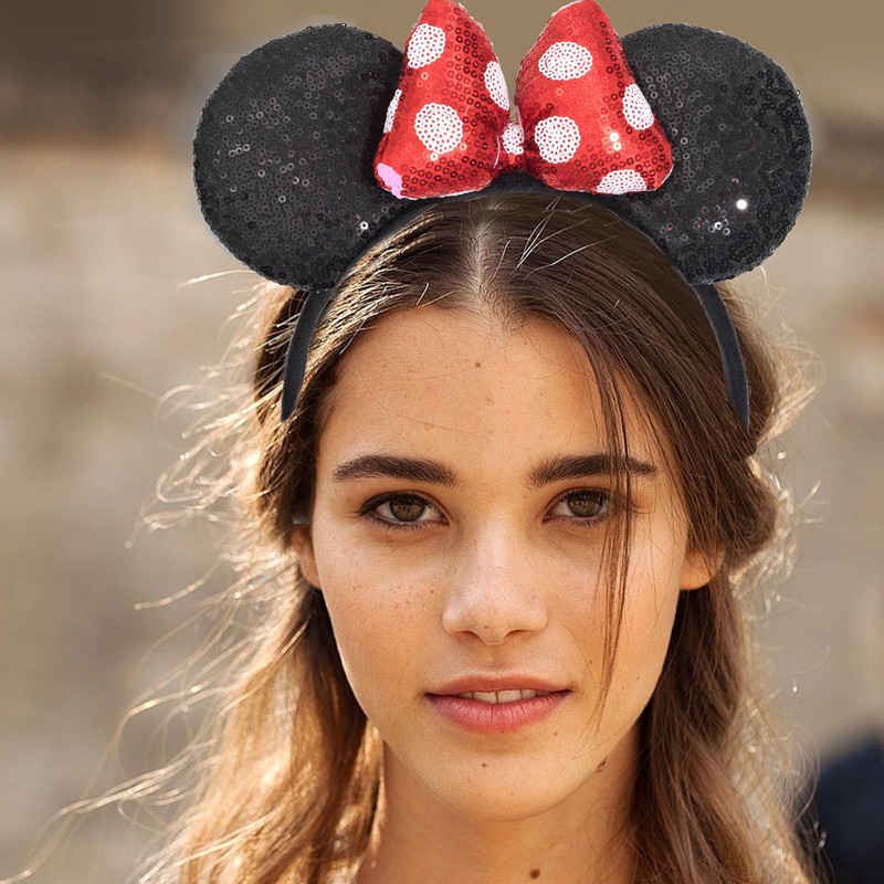 Jeffan Mouse Ears Headbands, Sequin Mouse Ears for Women, Shiny