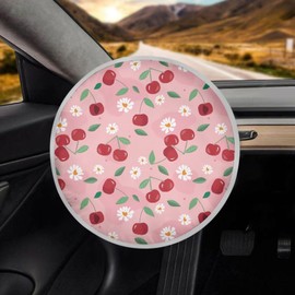 Qpednta Cherry Print Steering Wheel Cover Protector Block UV Rays Cool Anti Heat Automotive Steering Wheel Heat Shield Cover Car Interior Accessories for Car Truck SUV