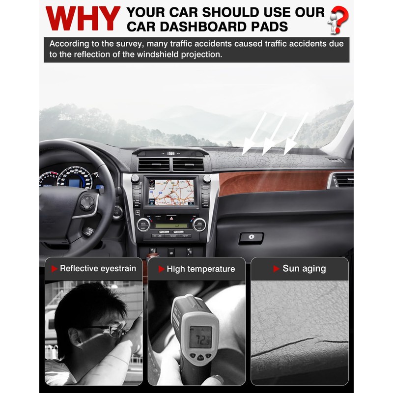 Autorder Dashboard Cover Mat for 2012-2017 Toyota Camry Accessories Dash