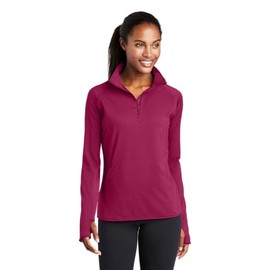 SPORT-TEK Women's Sport-Wick Stretch 1/4-Zip Pullover LST850, Pink Rush, X-Large