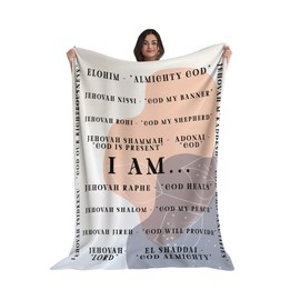 Christian Blanket I AM Jehovah 60"x 50" - Religious and Faith Based Graduation Gifts - Baptism Confirmation Gifts for Girls and Boys - Catholic Spiritual Gifts for Women and Men