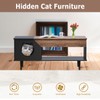 45'' Black Coffee Table Cat Living Room Tables with Storage
