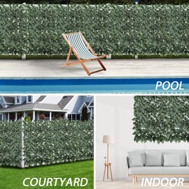 ECOOPTS Expandable Artificial Ivy Fence Wall Décor, Faux Dark Ivy Leaf Fence Leaves Hedge Fence Screen Decoration for Home Backyard Garden, 4'x22', 1 Piece