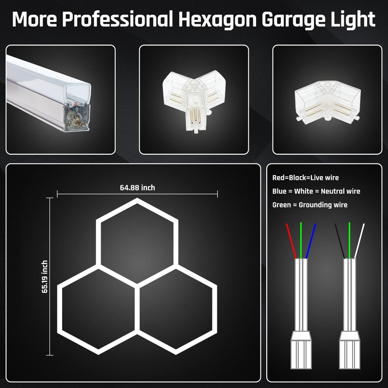 X-litall Hexagonal LED Garage Light, Lightweight Super Bright 128W 5000K