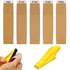 Micro Sander Kit with 50 PCS Sanding Pads, 3.5 x 1 Inch Detail Sanding Tools With Sandpaper Assorted 80/120/180/240/400 for Wood Work Finishing DIY Project Narrow Corner Polishing Sanding