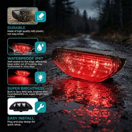 FACAILAHA Smoked ATV LED Tail Lights Assembly UTV Brake Taillights Compatible with Honda Recon TRX250 300 450 400 700