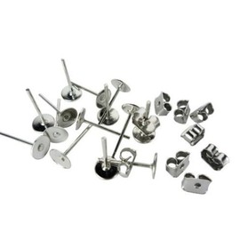 YOYOSTORE 100 Lot Stainless Steel Silver Tone Flat Base Pad Earring Make DIY with Posts Studs Back Blank Findings (3mm)