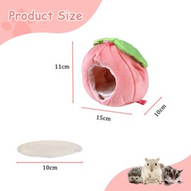 LIUCONGBD 1Pcs Guinea Pig Bed House, Washable Small Animals Hideout for Cage, Cozy Warm Rabbits Cave Hammock for Chinchilla Hamsters Hedgehog Dwarf Bunny Ferrets (Pink Apple, 10 x 15cm)