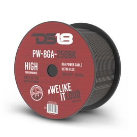 DS18 PW-8GA-250BK 8 Gauge Wire Ultra Flex CCA Power Ground Wire Cable 250 ft - Black - Great for Wiring High Powered Car Amplifiers, Audio Home Speaker Stereo, RV Automotive, Welding Battery Cable