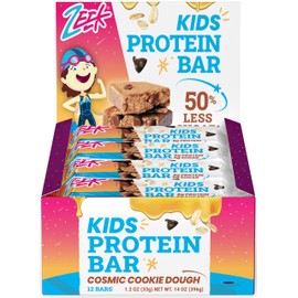 ZEEK BAR - Kids Protein Bars - 50% Less Sugar, 8g Protein - All Natural, Non-GMO, Gluten Free - Cosmic Cookie Dough, 12 Count