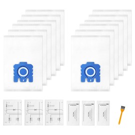 GEPPHILL 12 Pack 3D Airclean Bags Replacement for Miele GN Vacuum Cleaner Bags Fit for Miele Classic C1, Complete C1/C2/C3, S2/S5/S8 Series with 3 Motor Protection Filters, 3 AirClean Filters