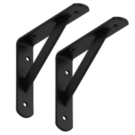 SOTECH Set of 2 Shelf Brackets (150 x 125 x 30 mm, Black, Powder Coated), Wall Bracket with Cross Brace for Stabilisation