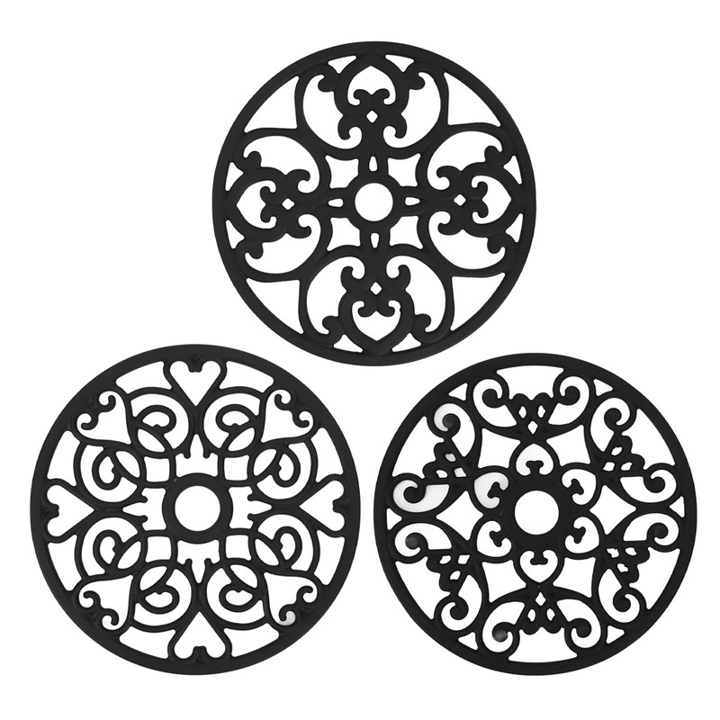 3pcs Modern Kitchen Trivets Waterproof Hollow Carved High Temperature Resistance