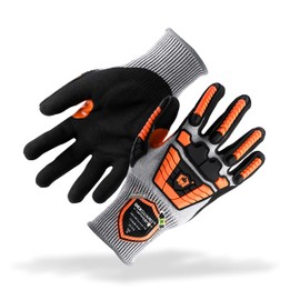 Defender Safety DEXGUARD™ ANSI A6 Cut Resistant Work Gloves, Impact Protection, Nitrile Coated, Made from recycled bottles (1 Pair, L)