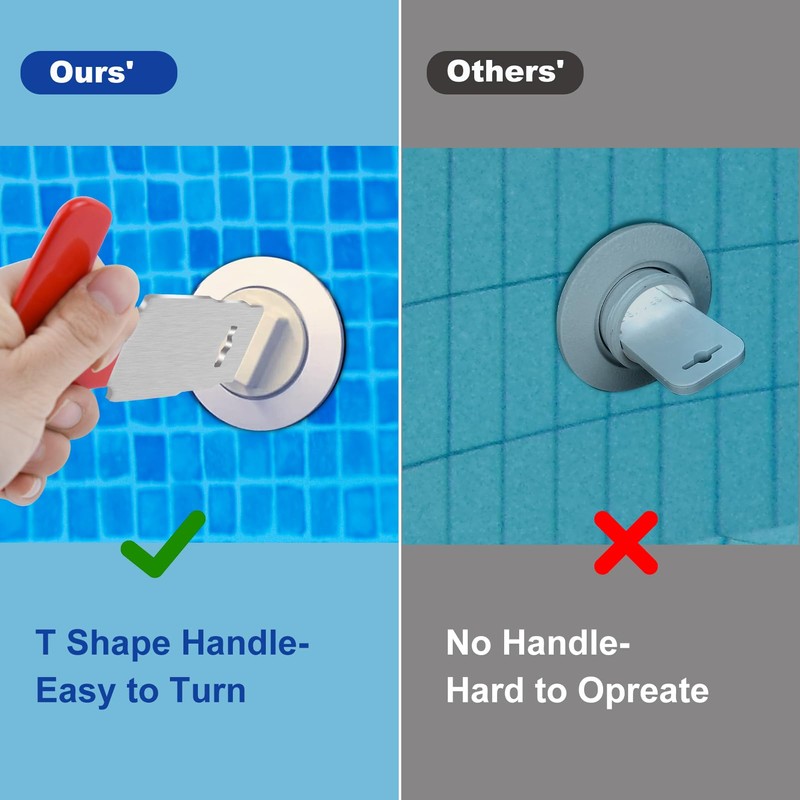 Pool Plug Removal Tool with Handle Grip, Upgraded Metal Eyeball