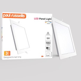 paul russells Ultra Slim LED Recessed Ceiling Spotlights - 18W Cool White (4000K) IP20, Cutout 200-205mm, Square Downlight for Kitchen, Bathroom, Living Room and More Ceiling Mounted use, 1 Pack