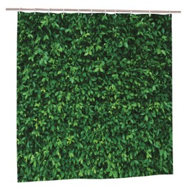 Newhomestyle Green Leaf Wall Outdoor Garden Theme Shower Curtain, Quick-Drying Waterproof Outdoor Garden Decoration, Summer Bath Curtain with 12 Hooks, 180X180cm/ 71X71 inch