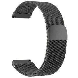 BaiJ Edelstahlarmband für Uhr, Mesh Gewebe Metall Edelstahl Uhrenarmbänder mit Magnetverschluss Schnellspanner Armband Ersatzarmband Kompatibel Smart Watch fur Herren und Damen, 20mm Schwarz