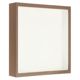 PATIKIL 7x7 Shadow Box Frame, Wooden Dried Flower Floating Photo Frame Glass DIY Display Case for Flowers Ticket Crafts and Photos, Brown