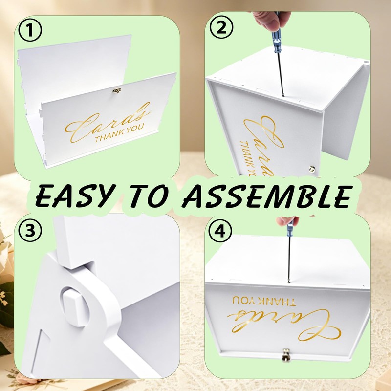 Extra Large Card Box with Lock & Slot, Big Wedding