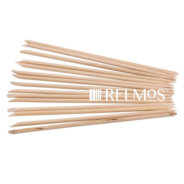 RELMoS Manicure Cuticle Pedicure Orange Wooden Wood Sticks Nail Art Tools Double Dual Ended Various Quantites (1 Pack)