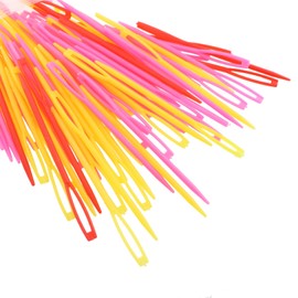 Caishun 100PCS Large Eye Plastic Needles 67mm Color Home Sweater Sewing Needles Cross Stitch Embroidery Needles for Yarn Knitting Tapestry Hand Sewing DIY Needle Sewing