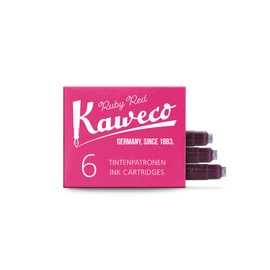 Kaweco Fountain Pen Ink Cartridges Ruby Red Pack of 6 | Premium Ink with Short Standard Cartridges in Red | Vegan Cruelty Free Water Soluble Calligraphy Lettering Writing