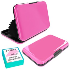 Kartenetui Damen Herren 2 Stück Aluminium mit RFID-Schließsystem Betrugsbekämpfung Berührungslos Große Kapazität rosa