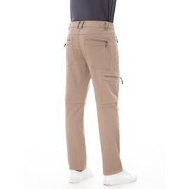 TRAILSIDE SUPPLY CO. Men's Fleece Lined Insulated Pants Softshell Pants,Water and Wind-Resistant Natural Size Large