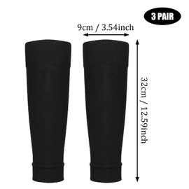 SYEYCW 3 Pairs Kids Football Sock Sleeves, Elastic Soccer Shin Guards Sleeves, Black Durable Cut Football Socks, Team Leg Sock Sleeves Fits Over Shin Pads, for Football Games Beginner