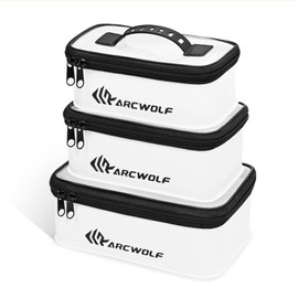 ARCWOLF Tackle Box Fishing Multi EVA Tackle Case Set of 3 Buckan Multi-functional Soft Handle Transparent Top Lures Case Portable Mini Bakkan White (Set of 3)