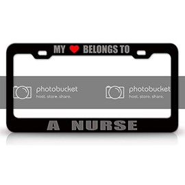 Custom Brother - My Heart Belongs to A Nurse Occupation Metal Car SUV Truck License Plate Frame Blver p86