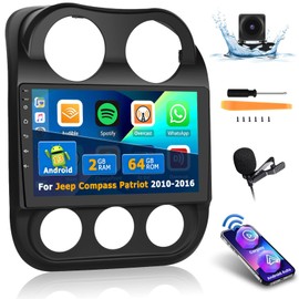 (2+64G) for Jeep Compass Patriot 2010-2016 Android 13 Car Radio, 10.1 Inch Touch Screen Car Stereo with Wireless Apple CarPlay Android Auto Player with Bluetooth,WiFi,SWC,HiFi, Support GPS