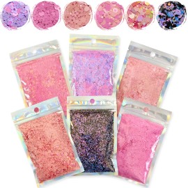 Cost 1oz Bag Flower Shape Chunky Glitter for Valentine's Day Glitter Crafts Snow Globe and Nail Mix Glittercolor: Set 22 6 mix colors/Sparkly Glitter