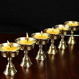 Sziqiqi Ghee Lamp Butter Lamp Holder Brass Diyas Diwali Candle Holder Tibetan Brass Oil Lamp Buddhist Altar Offering Supplies Pack of 12
