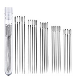 25 Pcs Sewing Needles, 5 Assorted Sizes (1.6, 1.8, 2, 2.2, 2.4 inches) Embroidery Needles for Hand Sewing, Large Eye Stainless Steel Pins Kit for Stitching Quilting Cloth Repair DIY