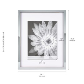 Mikasa Mirror Front with Walnut Sides Portrait Gallery Frame, Displays one 11x14 Photo With Mat and One 16x20 Photo Without Mat, 21.2x17.2x0.9 Inch