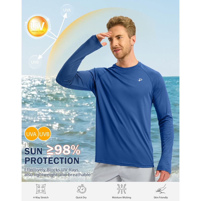 Pudolla Men's Sun Protection Shirts UV SPF UPF 50+ Rash