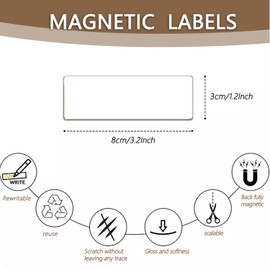Wzenclave Magnetic Dry Erase Labels 54pcs 3.2 x 1.2 Inch Waterproof/Reusable White Magnetic Name Tags for Students Classroom Whiteboard Refrigerator Locker Classroom Office Home and More