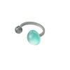 [comimi] Natural Stone Ring, Tourmaline Quartz, Resin Cabochon, Forking, Silver,