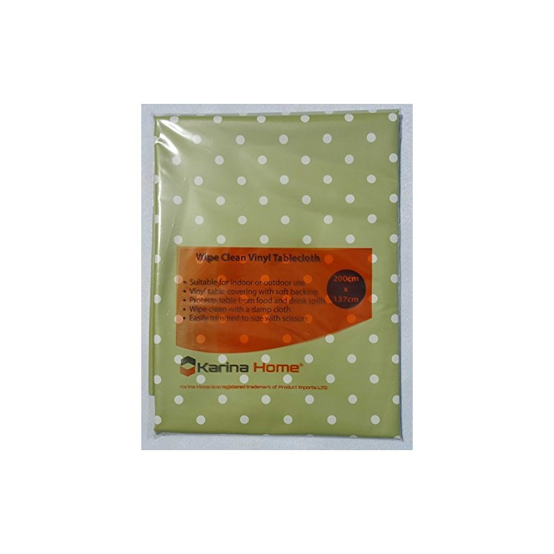 Karina Home Sage Green Dotty PVC Wipe Clean Tablecloth (200cm