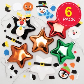 Baker Ross Christmas Star Bauble Kits – Pack of 6, Make Your Own Christmas Bauble Decoration, Christmas Decoration Craft Kit (FE985)