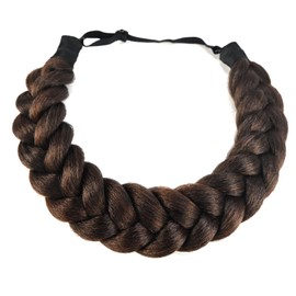 TOECWEGR Crimp And Fluffy Braided Headband 3 Strands Synthetic Hair Braid Fashion Chunky Wide Thick Elastic Braid Headbands Clothing Ladies Beauty