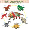 24 Packs Valentines Day Cards with Dinosaur Building Blocks, Valentines